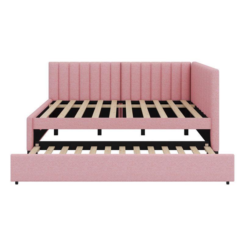 Upholstered Daybed With Trundle, Pink