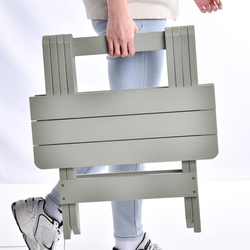 Rectangular Outdoor Folding Side Table, Light Grey