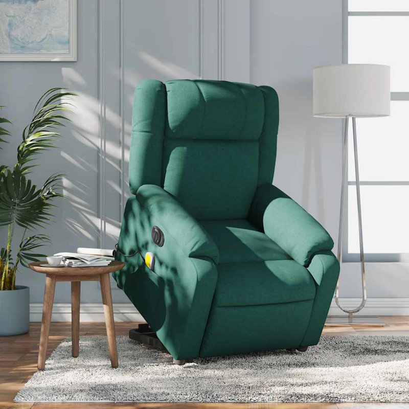 Upholstered Massage Chair, Power, Dark Green Polyester