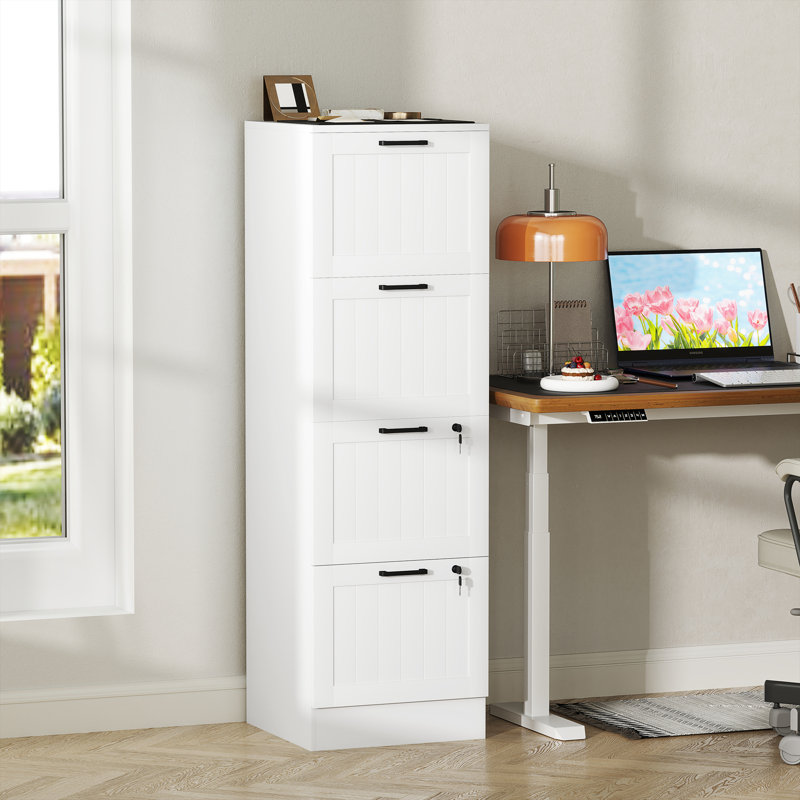 40cm Wide 4 -Drawer File Cabinet, White, 131cm H x 40cm W x 40cm D