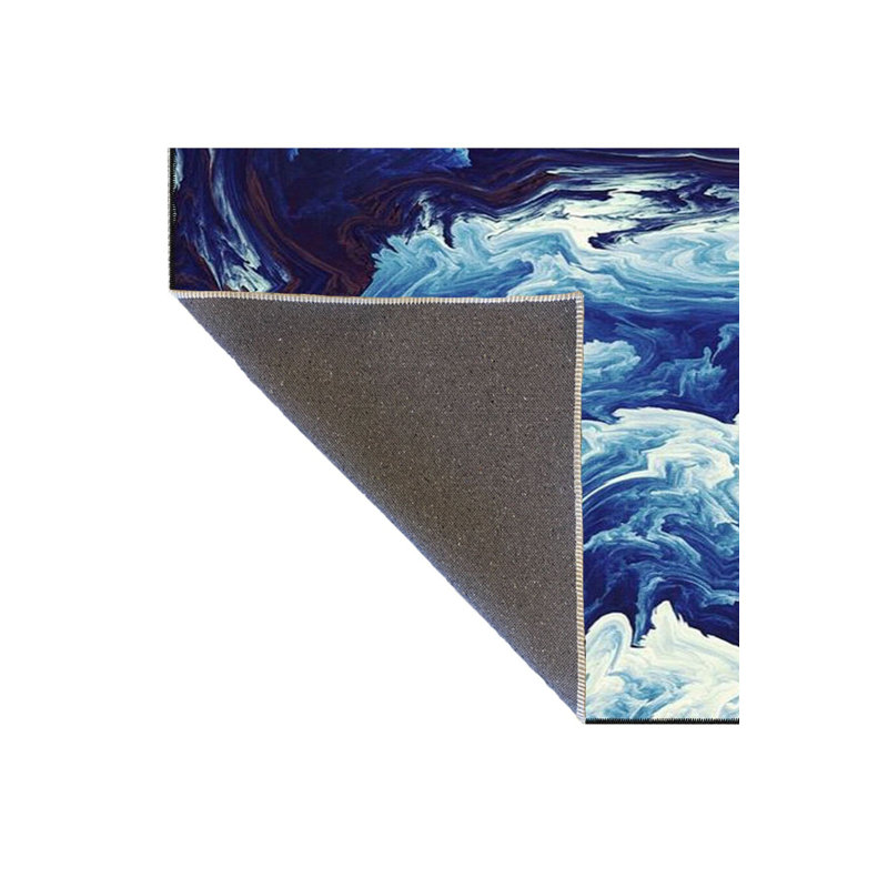 Tapis décoratif bleu lavable à la machine à motif océan, Sous-tapis carré 3 pi 3 po inclus