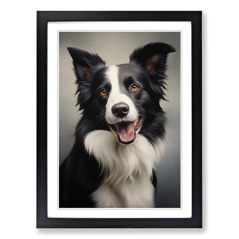 Border Collie Classicism Art - Framed Print, 46cm H x 34cm W x 2cm D, Black Framed