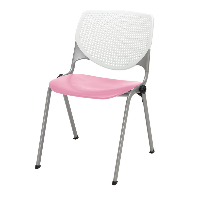 Chaise empilable en poly sans accoudoirs Kool, Sans roulettes, Blanc / bleu ciel
