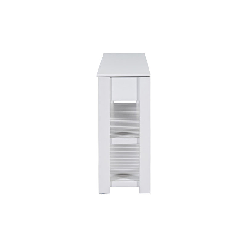 Console d'entrée avec tiroirs et tablettes, Blanc