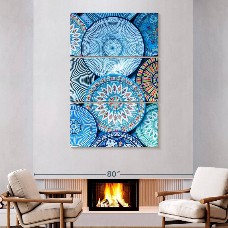 Senne Blue Moroccan Plates, 74" H x 48" W