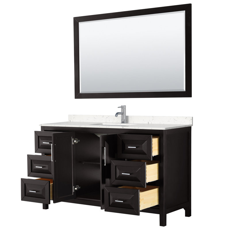 Daria 60'' W Single Vanity, Carrara Cultured Marble, Dark Espresso, Polished Chrome