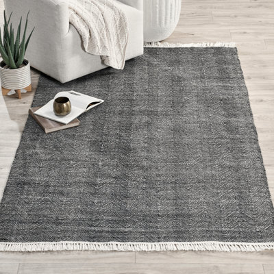 Fredrikk Handmade Flatweave Dark Grey Rug
