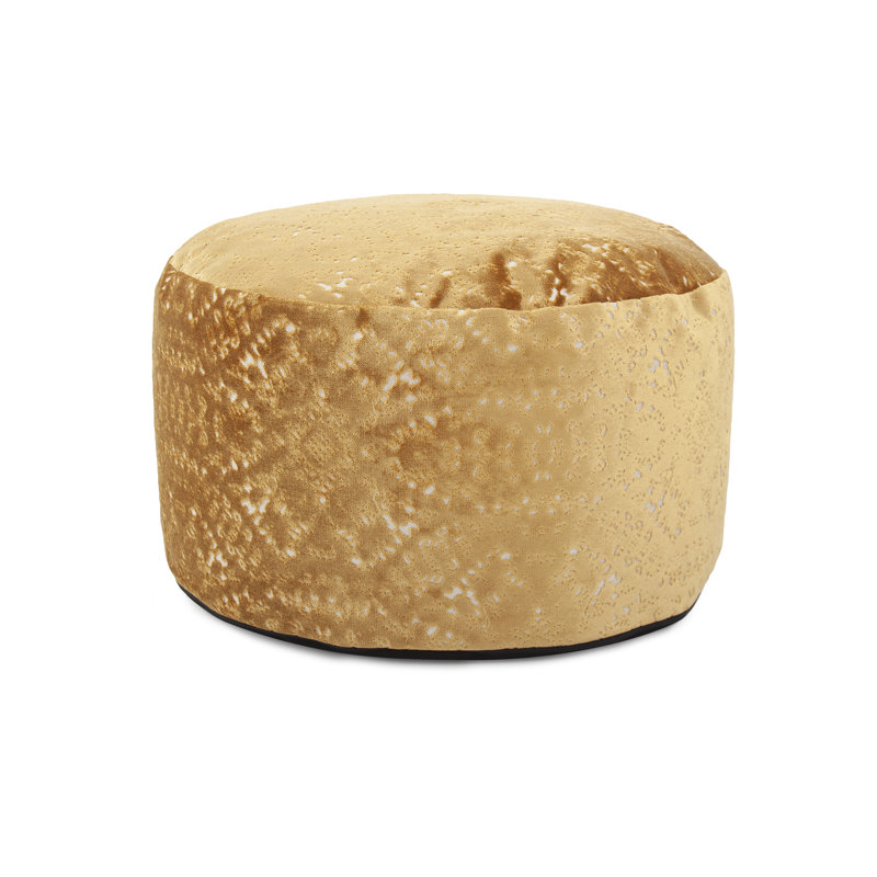 Upholstered Pouf, Pasini Gold Polyester Blend