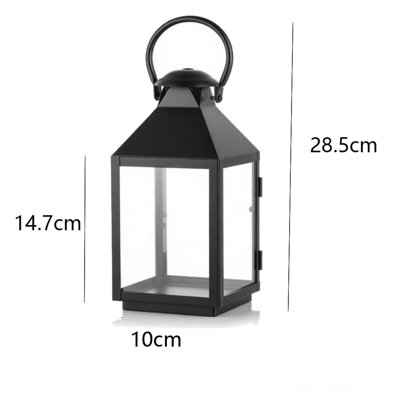 Lanterne de table en métal avec porte en acrylique, porte-bougie coupe-vent pour le camping, décoration de fête d'Halloween, petit / grand / ensemble disponible, noir