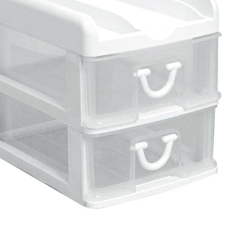 Gracious Living Mini 2 Drawer Desktop Organizer With Flip Top, White (2 Pack)