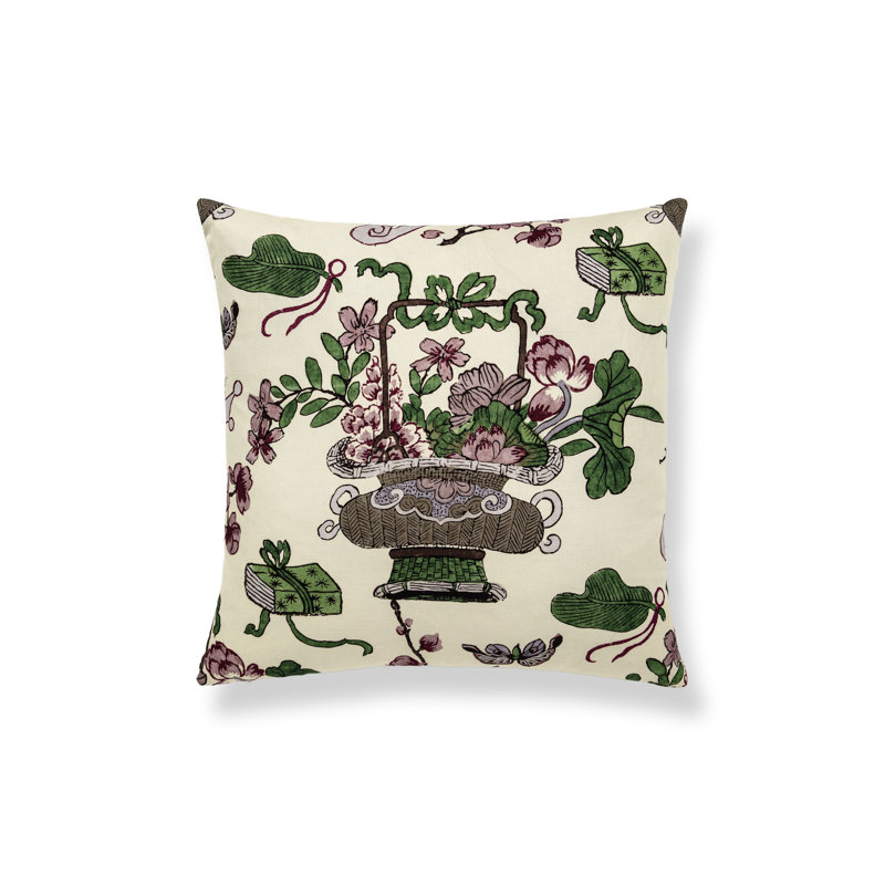 Shanghai Blossoms Pillow, Mulberry Floral