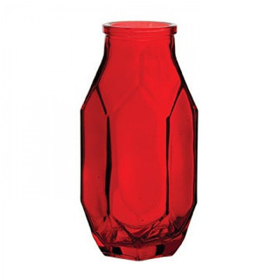 Ruby Red Argyle Glass Vase