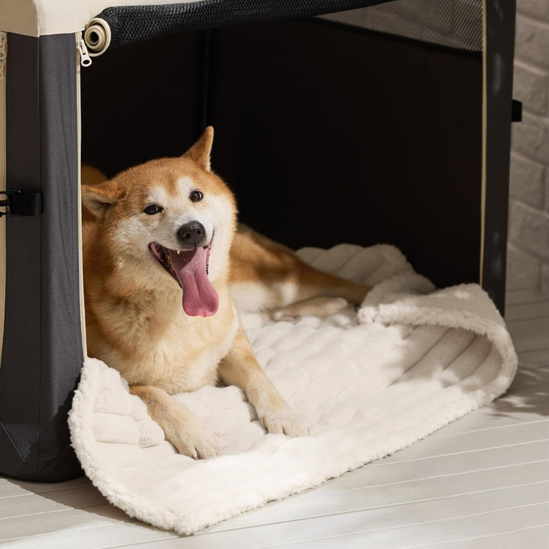 Couverture réversible pour grands chiens, housse en polaire en velours côtelé lavable, L (l 50 po x P 40 po), Guimauve