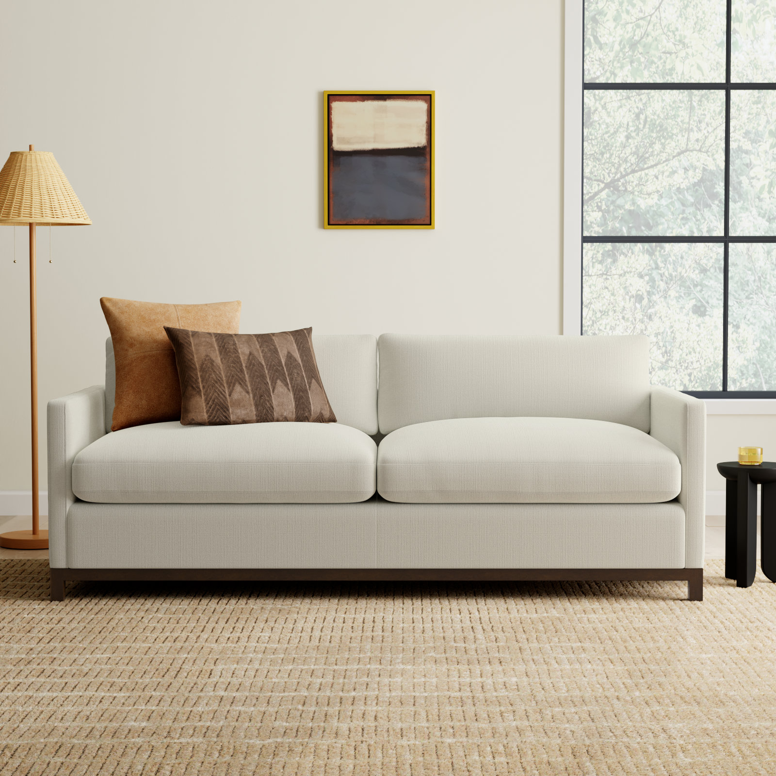 Liz 85" Upholstered Sofa, Flanigan Cotton, Dark Brown, 32.28"H x 84.25"W x 39.37"D