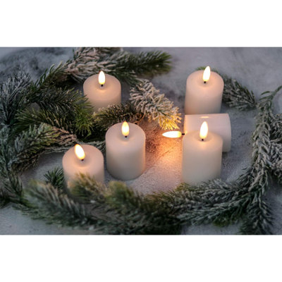 Flameless Pillar Candles Flickering With Timer, Battery Operated Real Wax LED Votive 3D Wick Candles 6 Pack White(Battery Include, 2 X 3.2 Inch)