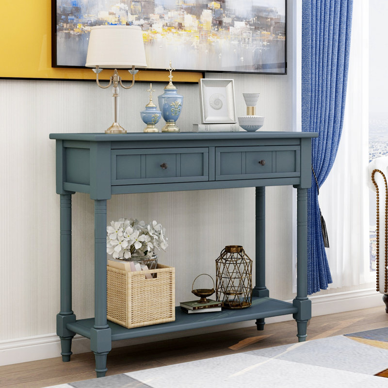 Gattilier 35.43'' Console Table, Navy, 30.25" H x 35.34" W x 13.8" D Duplicate