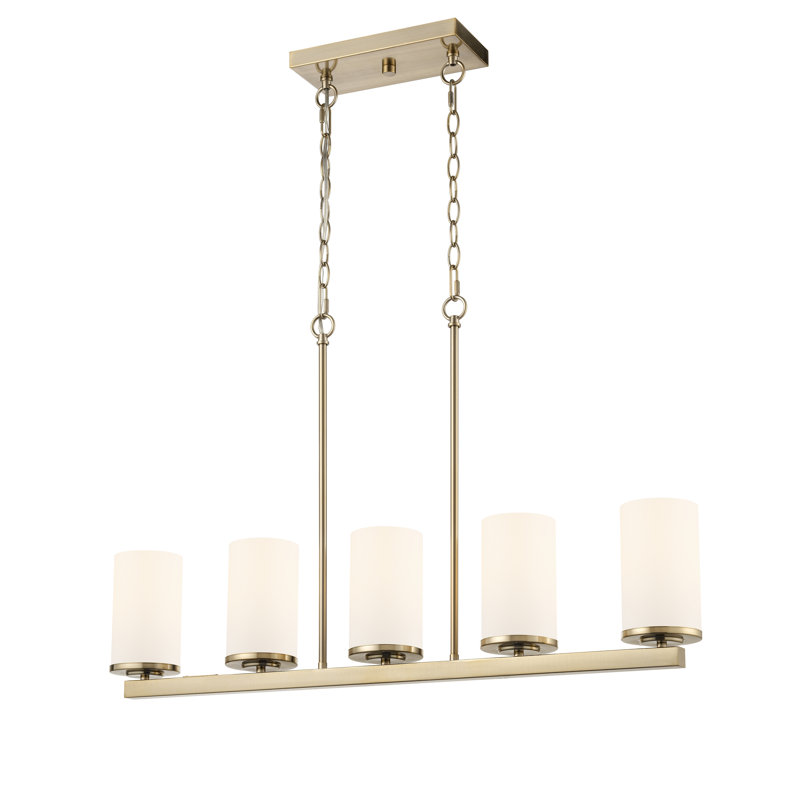 Lustre linéaire à 5 lumières 35 "Verlana - Or moderne, Or brossé