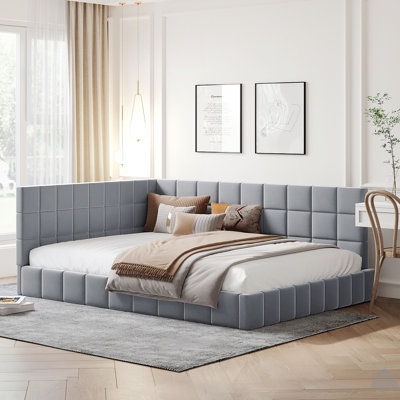 Full Size Velvet Upholstered Daybed/Sofa Bed Frame