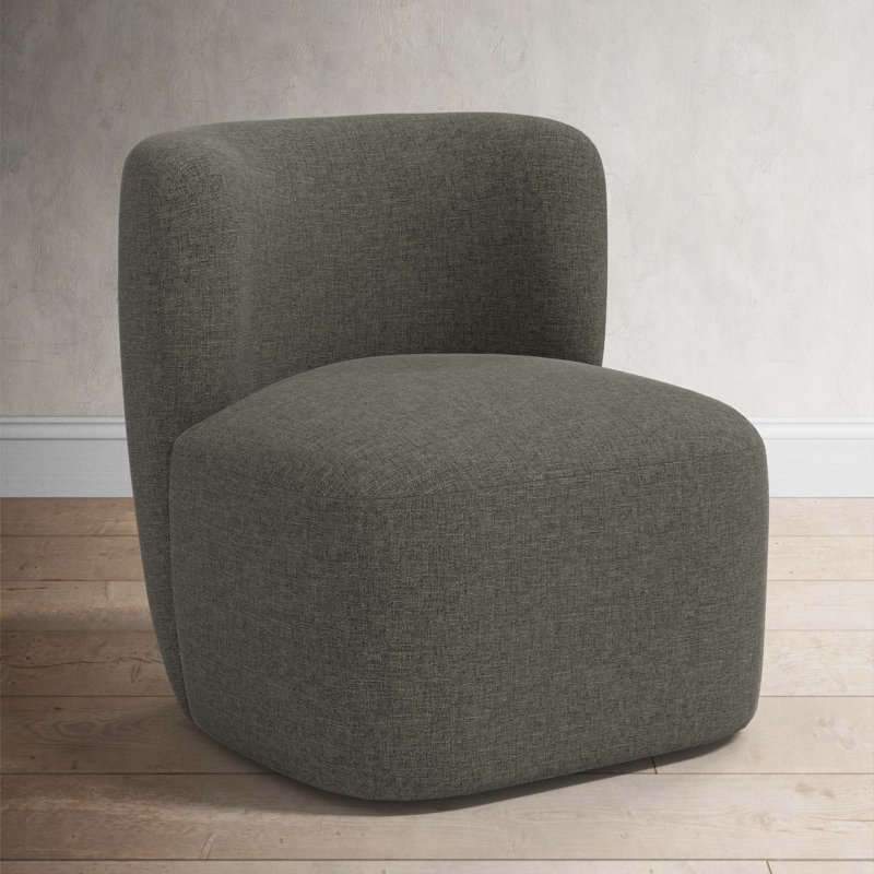 Mariza Upholstered Swivel Accent Chair, Zuma Charcoal Textured Linen