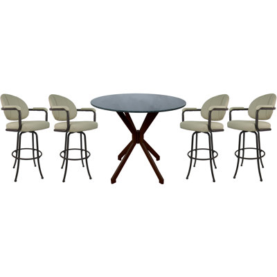 Rabhida 4 - Person Glass Top Pedestal Dining Set