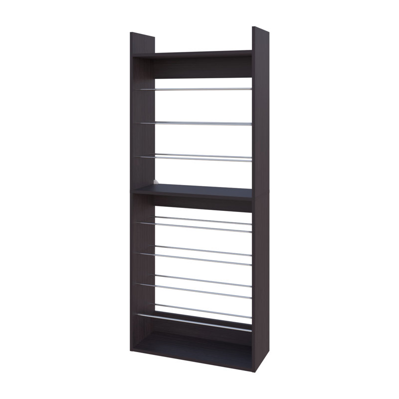 Range-chaussures avec rails en métal, neuf tablettes spacieuses, structure en bois, finition pour le rangement de la chambre à coucher et décoration