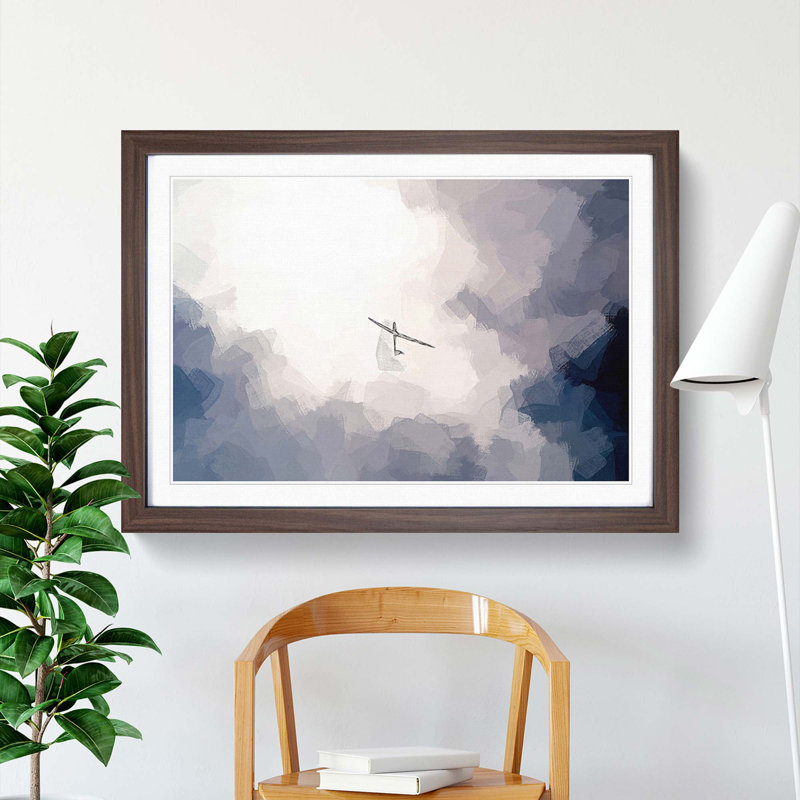 Air Glider in the Clouds in Abstract - Picture Frame Graphic Art Print, Walnut Framed, 36cm H x 48cm W x 2cm D