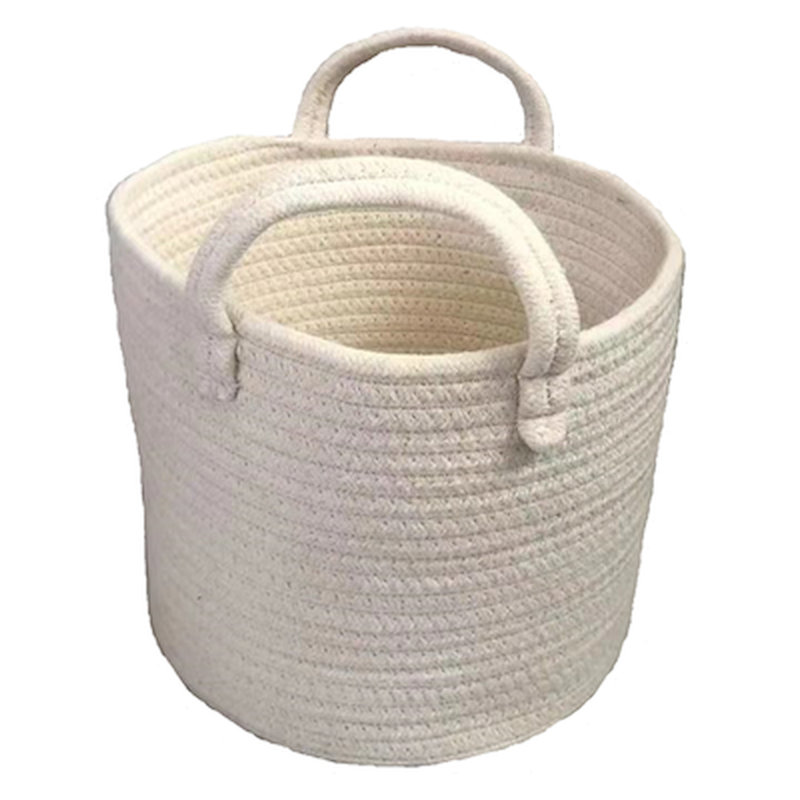 Fabric Laundry Hamper with Handles, White