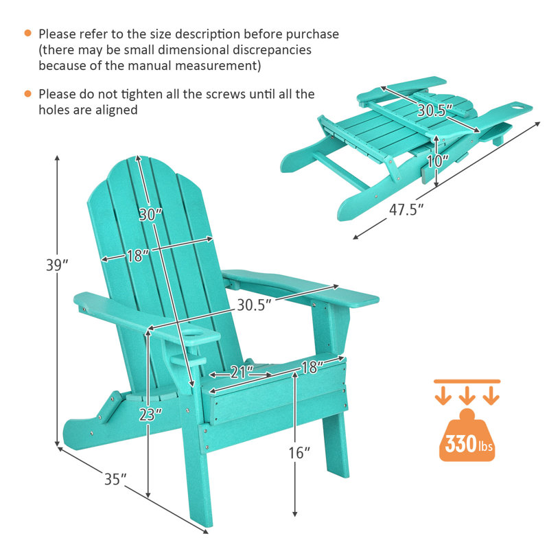 Foldable Outdoor Adirondack Chair, Turquoise