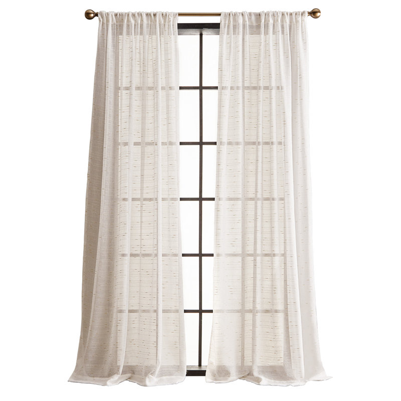 Modern Off-White Sheer Polyester Rod Pocket Curtain Panels