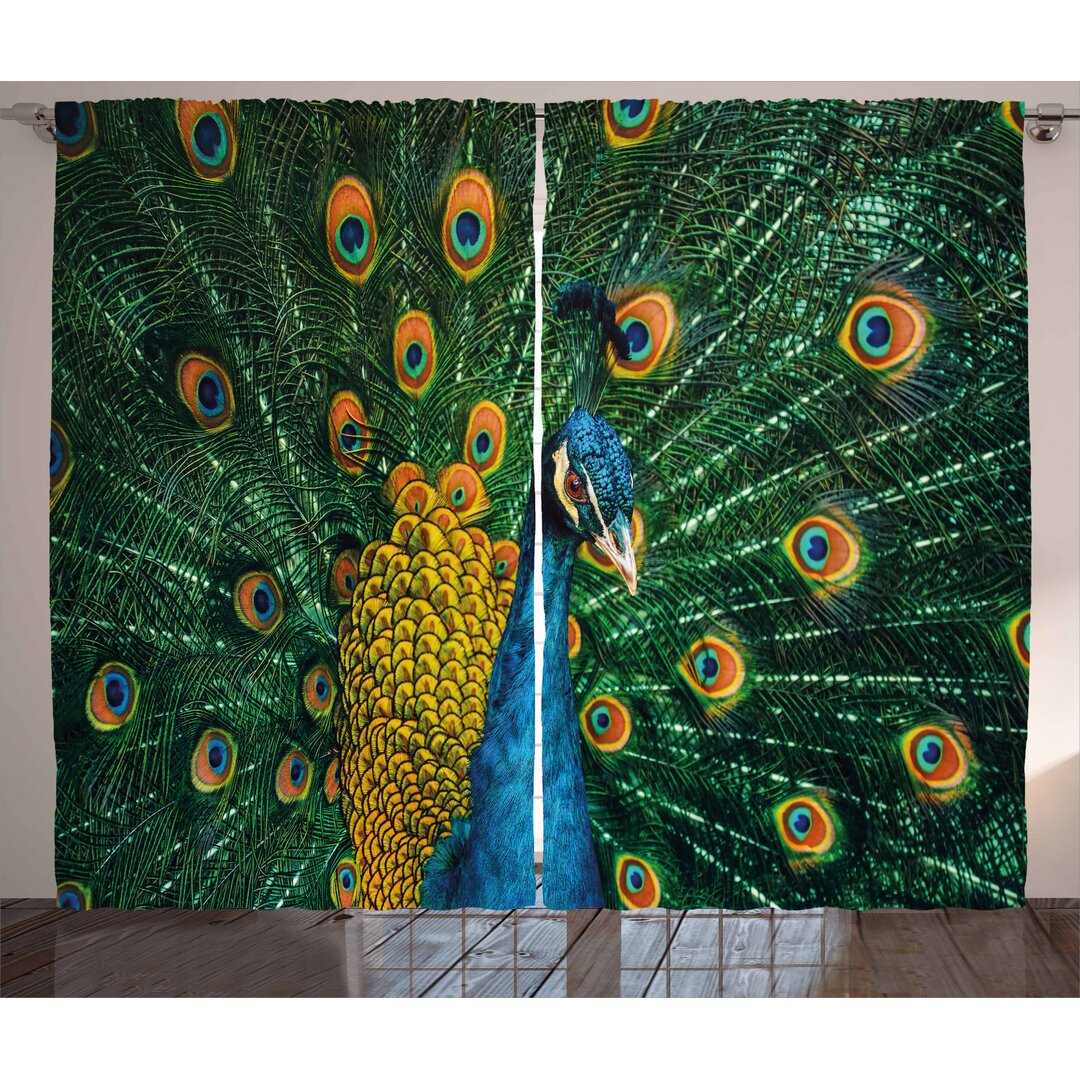 Rustikaler Vorhang, Portrait des Peacock, Wendekreis, Orange Grün Blau