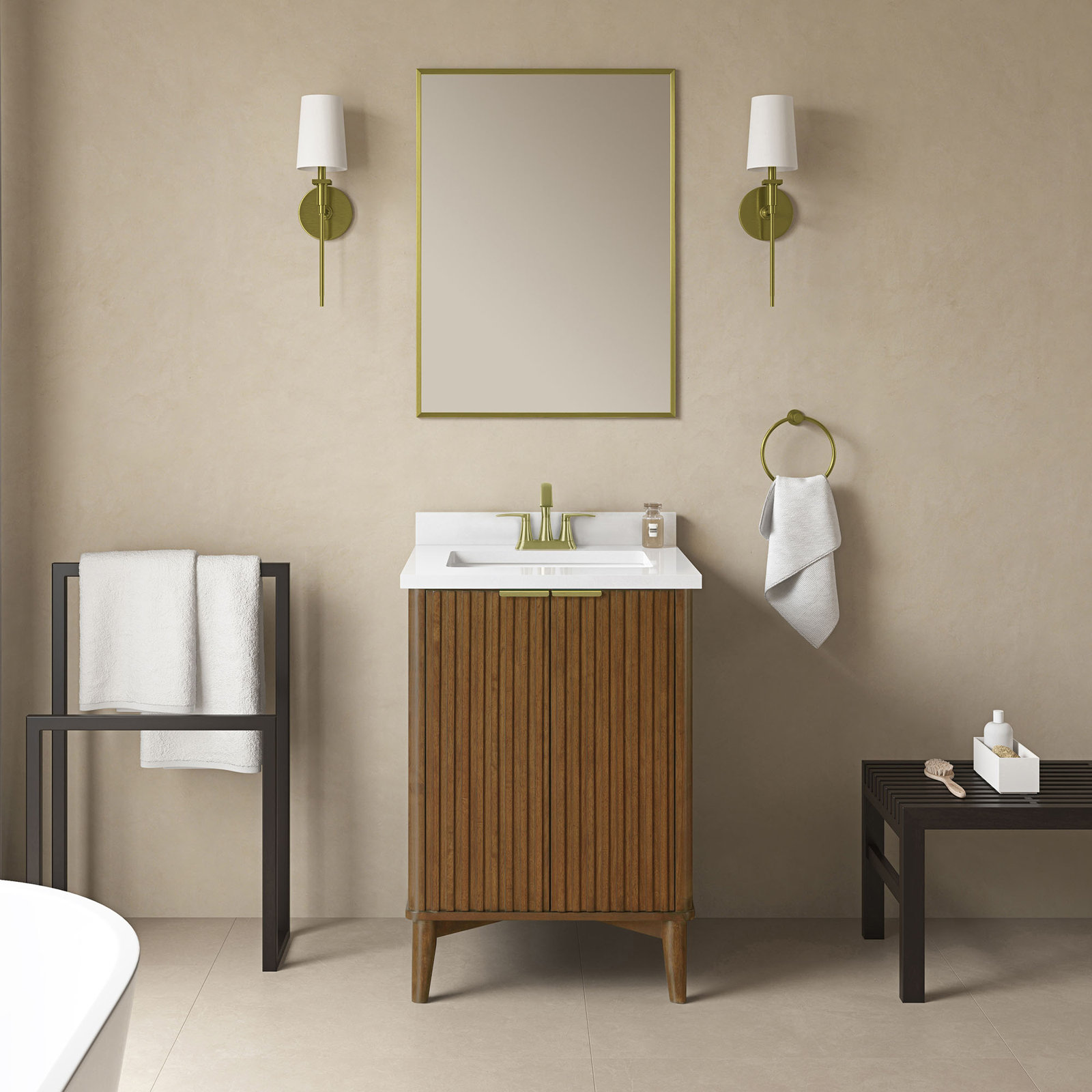  Gabi 24 in. Single Bathroom Vanity, Warm Walnut