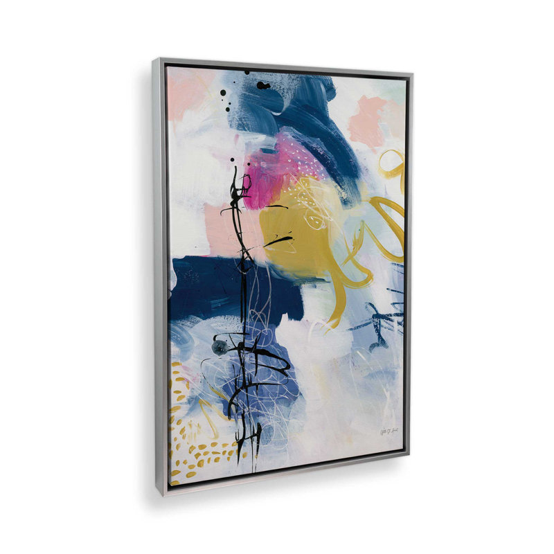 «Graffiti Abstract IV» par Yvette St. Amant, reproduction d'art, H 32 po x l 24 po, Floater Frame, Argent argent