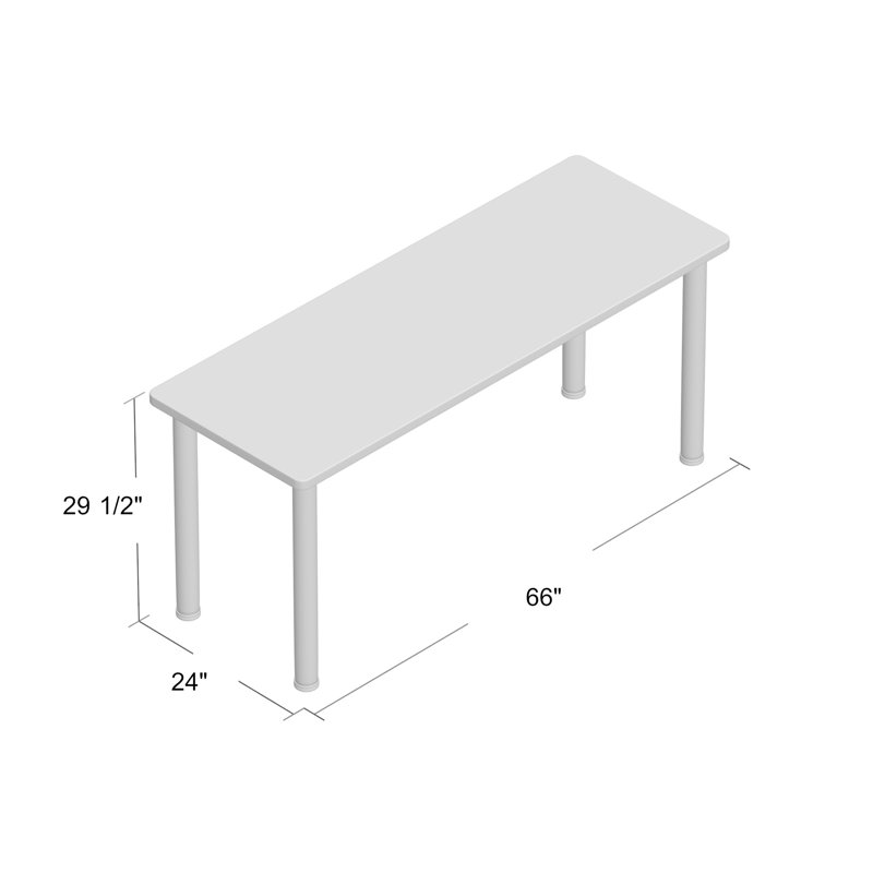 Plateau de table de formation Kee, H 29 po x L 48 po x l 24 po, Gris, Chrome