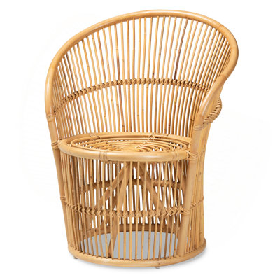 Modern Bohemian Natural Brown Rattan Accent Chair