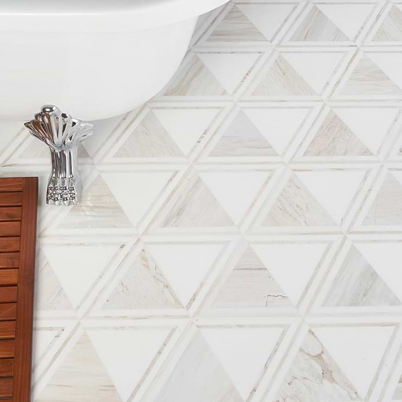 GeoMarble 14x16 Triangle Polished Marble Mosaic Tile