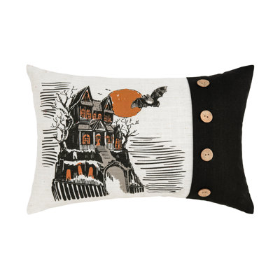 13" x Haunted House Halloween Printed Throw Pillow