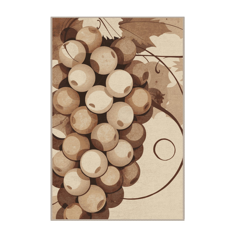 Machine Washable Templeton Grapes Posh & Luxe Rug in Beige – Beige Binding, 2x4