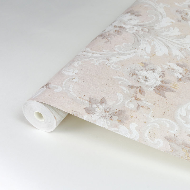 Rouleau de papier peint floral damassé L 33 pi x l 20,5 po Floral, Rose