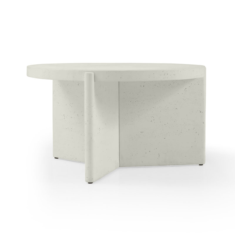 Dariush Modern & Durable Stone Look Round 31.49" Contemporary Slab Leg Round Coffee Table