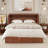 Solid Wood Queen Murphy Bed Cabinet with Storage Drawer, Built-in Charging station, Walnut Finish (Mattress Included)-970623115