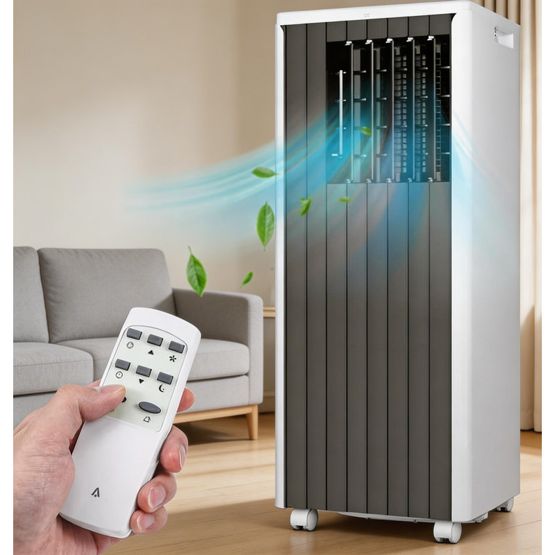 Climatiseur portatif 8 000 BTU, refroidissant jusqu'à 350 pieds carrés, Noir