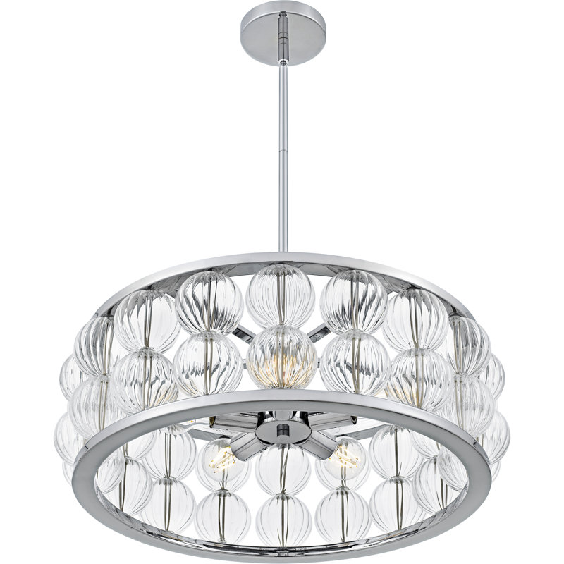 Luminaire suspendu 5 lumières Jadan, Chrome poli