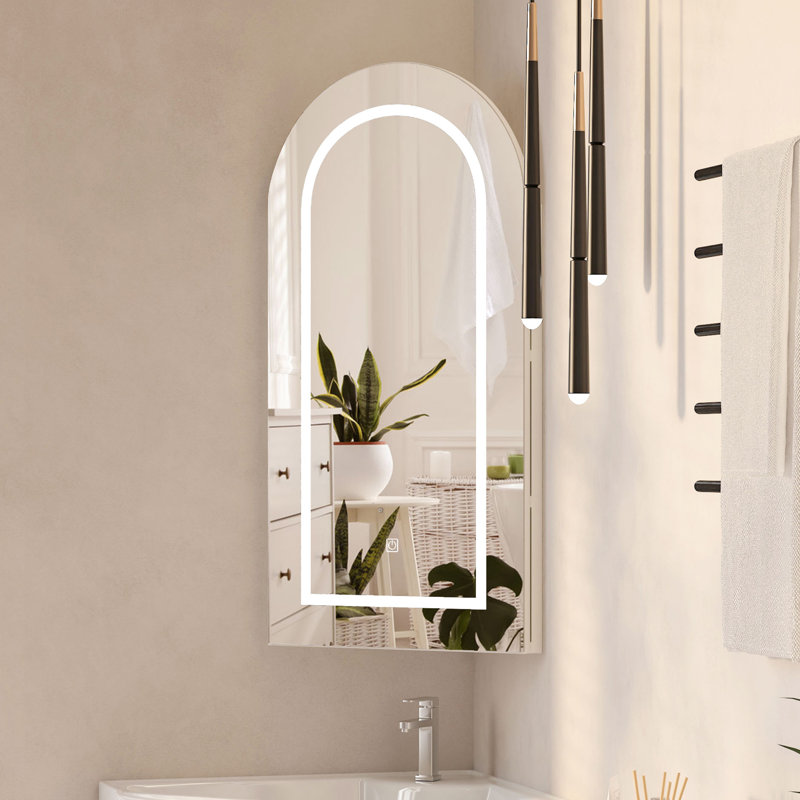 Aishwarya  Vintage Arched Bathroom Mirror Cabinet 40x80cm, 4 Shelf, White