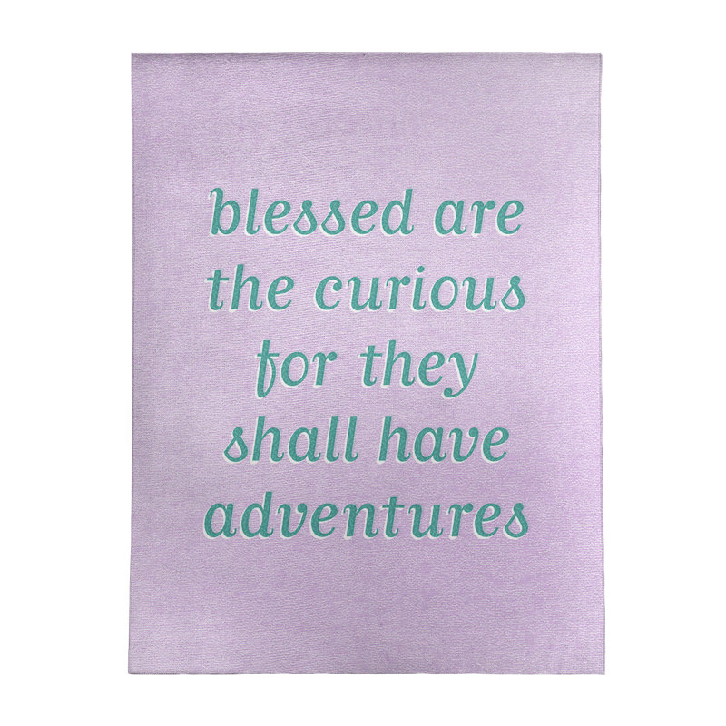 Tapis en poly-chenille à citation manuscrite, Rectangle 5 pi x 7 pi