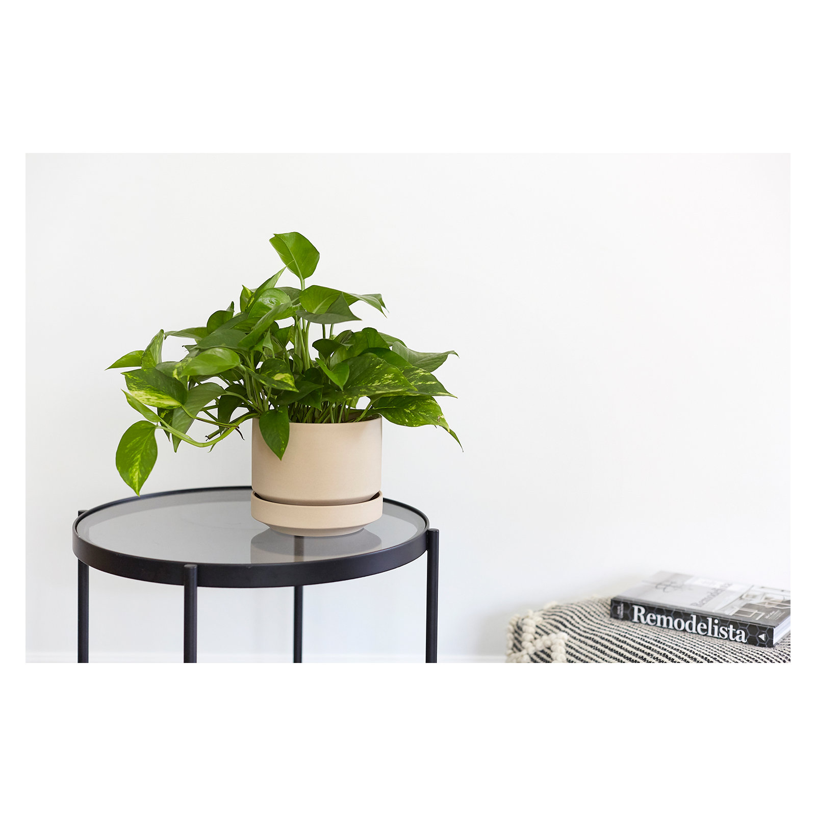 Byer Handmade Ceramic Pot Planter, Oatmeal, 4.25" H x 5" W x 5" D