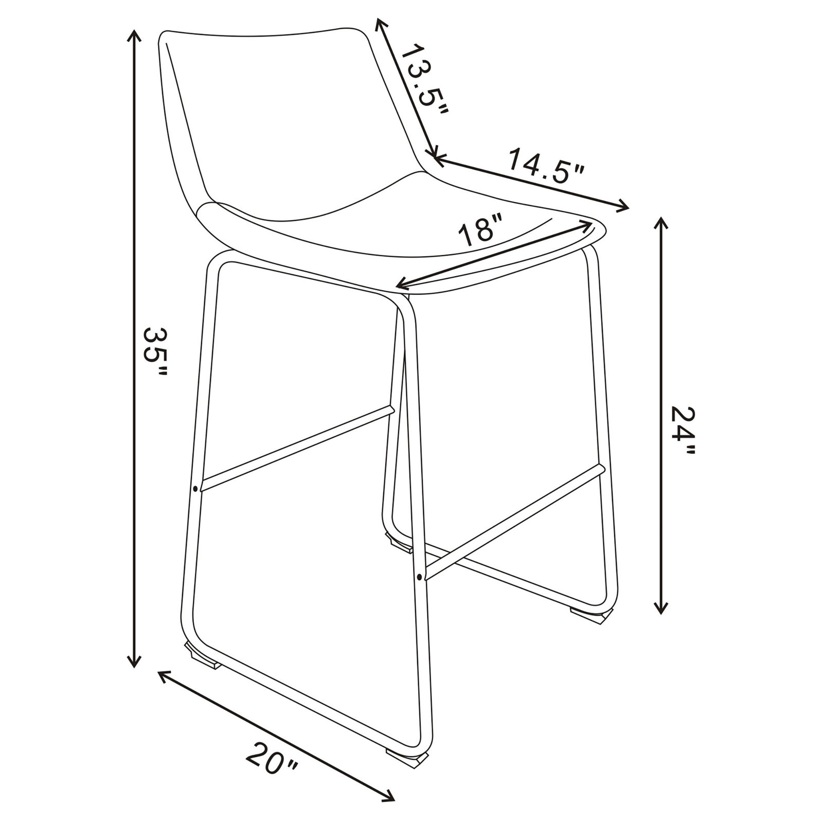 Dorielle Bar Stool, Counter Stool (24" Seat Height), Black