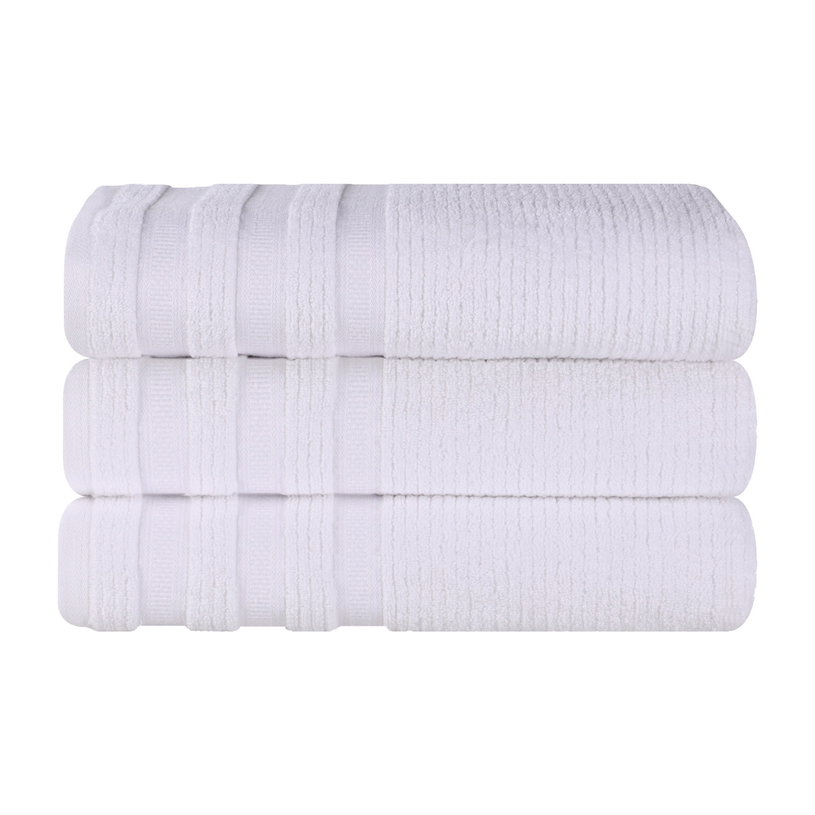 3-Piece Geometric Zero-Twist Cotton Towel Set, White