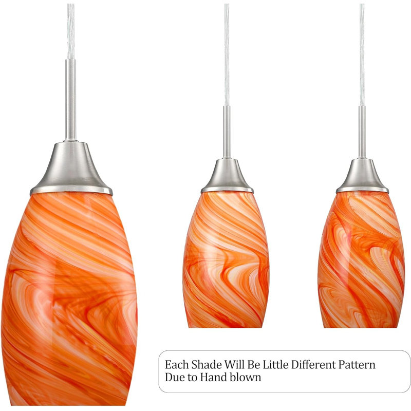 3-pack Orange Mini Glass Pendant Light