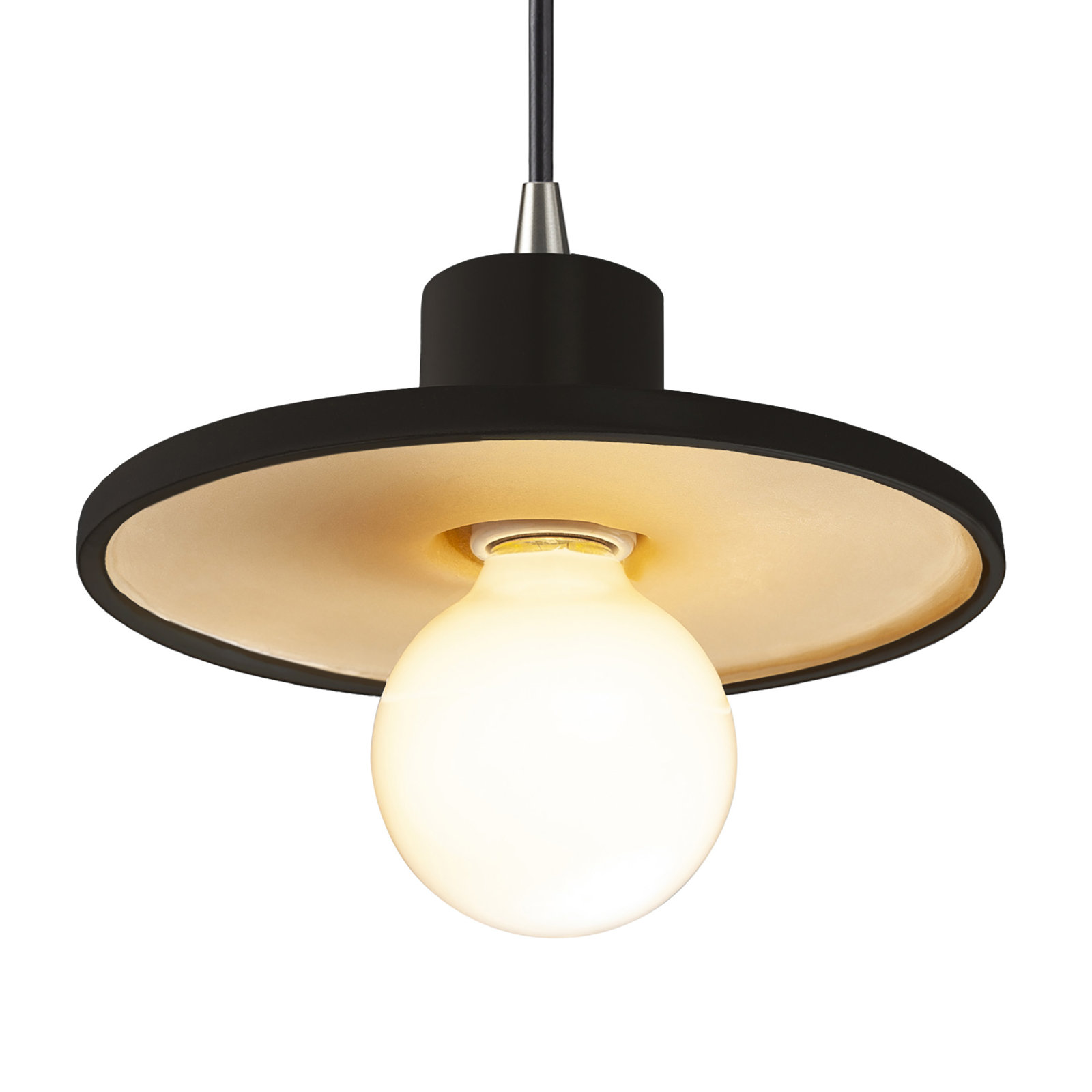 Marlena Dimmable Single Light Pendant, Matte Black/Champagne Gold, Brushed Nickel