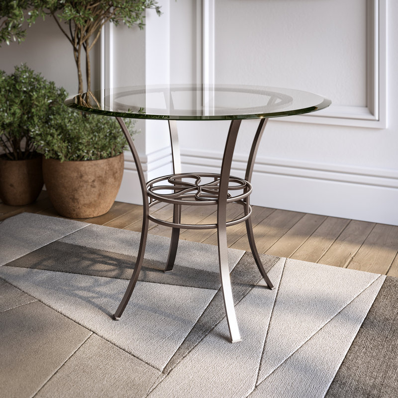 Round Glass Top with Iron Base Dining Table